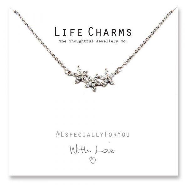 Life Charms EFY Silver CZ Flower Necklace