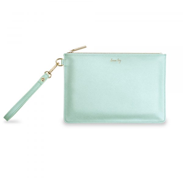 Katie Loxton Secret Message Pouch-Dream Big metallic mint