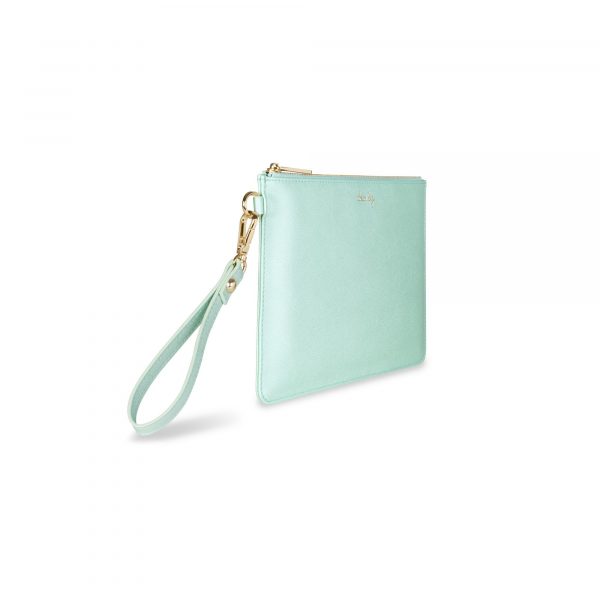 Katie Loxton Secret Message Pouch-Dream Big metallic mint