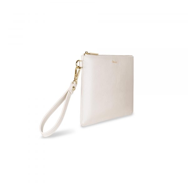 Katie Loxton Secret Message Pouch - Tres Chic in Metallic White