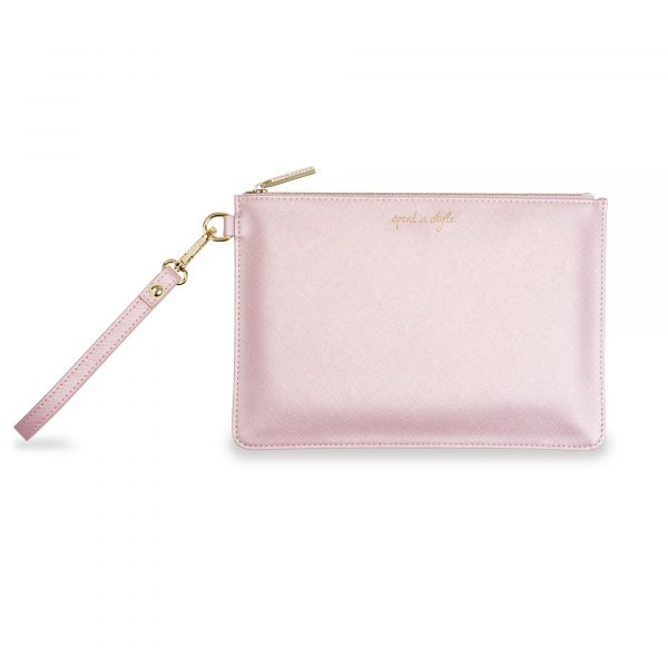 Katie Loxton Secret Message Pouch - Spend In Style Metallic Pink