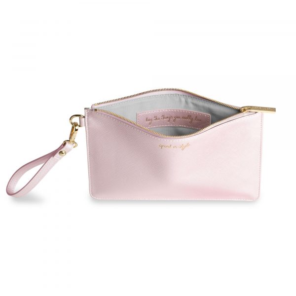 Katie Loxton Secret Message Pouch - Spend In Style Metallic Pink