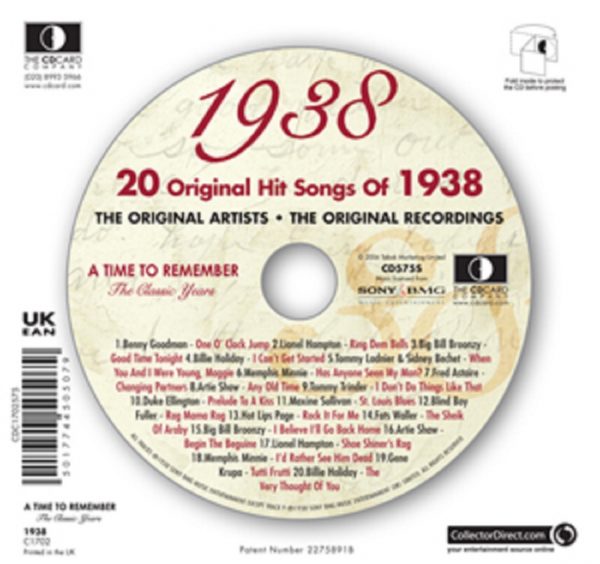 1938 The Classic Years 20 Track CD Greetings Card - Image 3