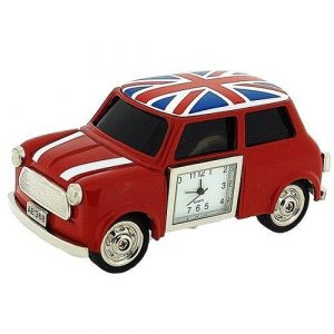 Miniature Union Jack British Red Mini Cooper Novelty Collectors Clock 0445