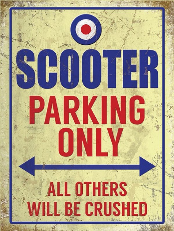 Scooter Parking Only - Metal Wall Sign. small (20cm x 15cm)