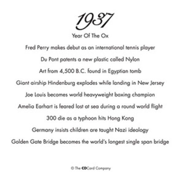 80th Birthday CD & card 1937 for 2017. Includes CD & Downloads - Image 2