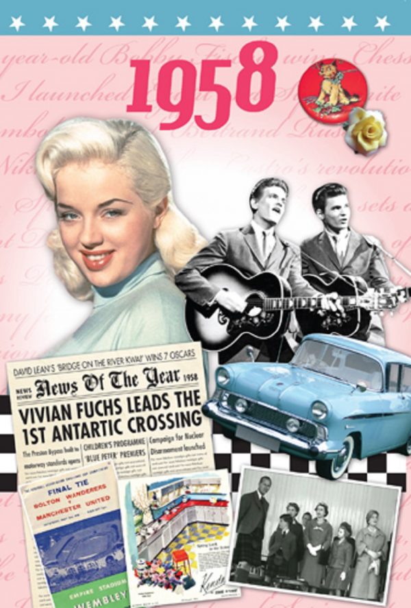1958 Birthday Gift Idea - 1958 History DVD Film and 1958 Birthday Card - Image 2