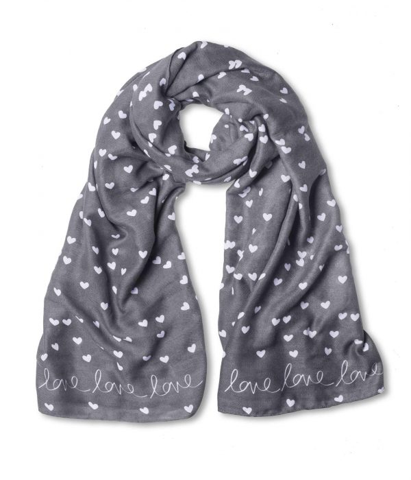 Katie Loxton - Scarf - Love Love Love - Slate Grey - Image 2