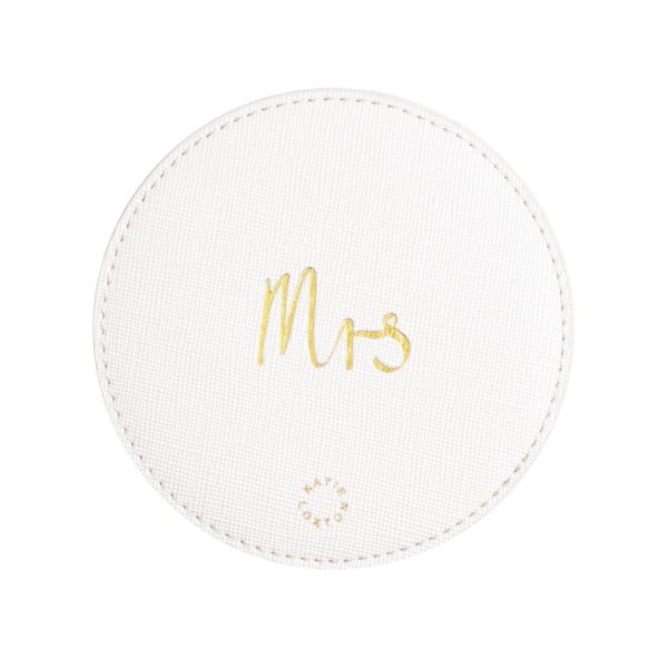 Katie Loxton - Coasters x 2 - Mr/Mrs - Metallic White - Image 2