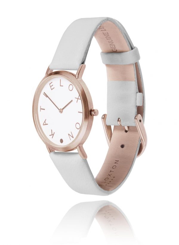 Katie Loxton - Lara Watch - Rose Gold Plated - Pale Grey Leather Strap