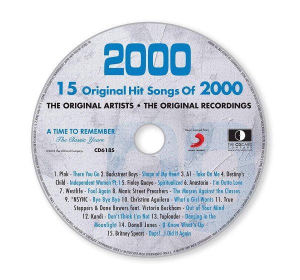 18th Anniversary or Birthday gifts in 2018 ~ Hit Music of 2000 and Greeting Card ; A Time to Remember, The Classic Years ~ 2000 - Image 3
