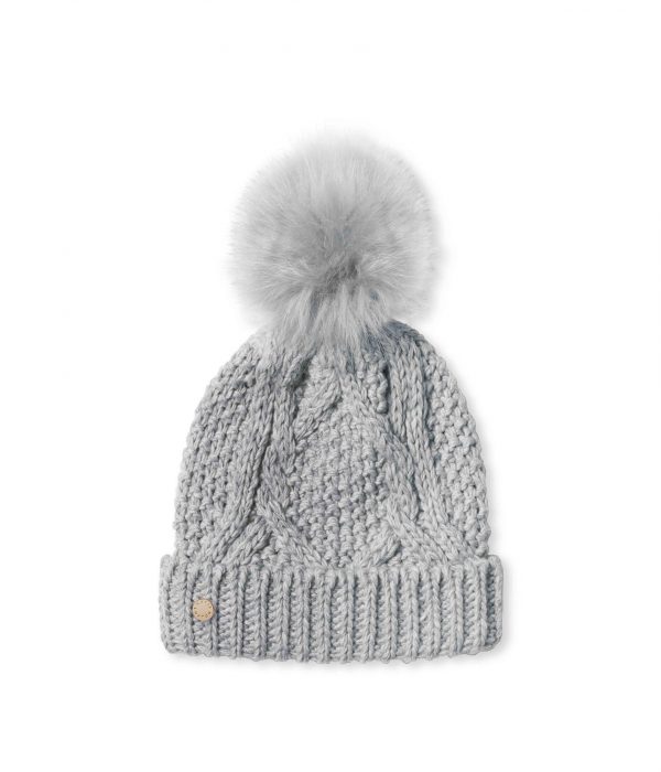 Katie Loxton - Cable Knit Bobble Hat - Charcoal Grey - Image 2