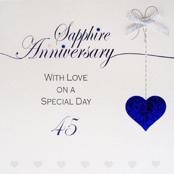 White Cotton cards Sapphire Anniversary 45 years