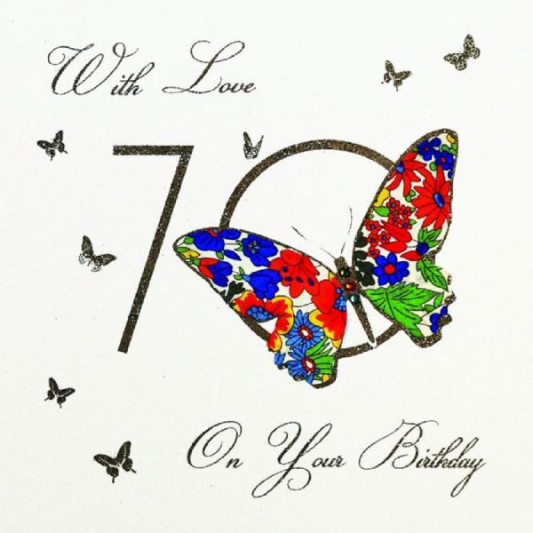 With Love On Your Birthday - Quality Handmade 70th Birthday Card - MB31 - Image 2