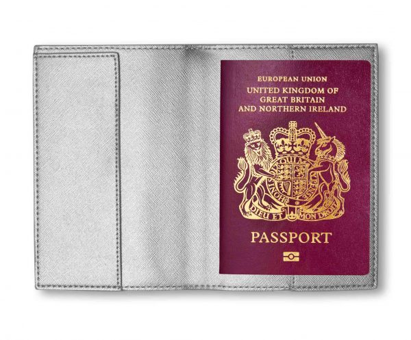 Katie Loxton Passport Holder - "Adventure Awaits" - Metallic Charcoal - Image 2