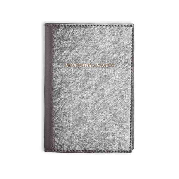 Katie Loxton Passport Holder - "Adventure Awaits" - Metallic Charcoal - Image 3