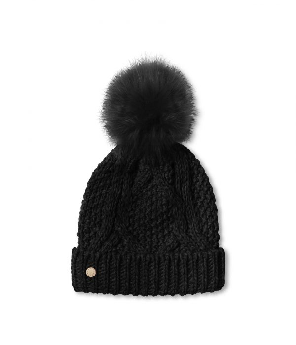 Katie Loxton - Cable Knit Bobble Hat - Black - Image 2