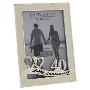 Juliana 17cm Silver Plated & Epoxy Photo Frame Double Heart - 40