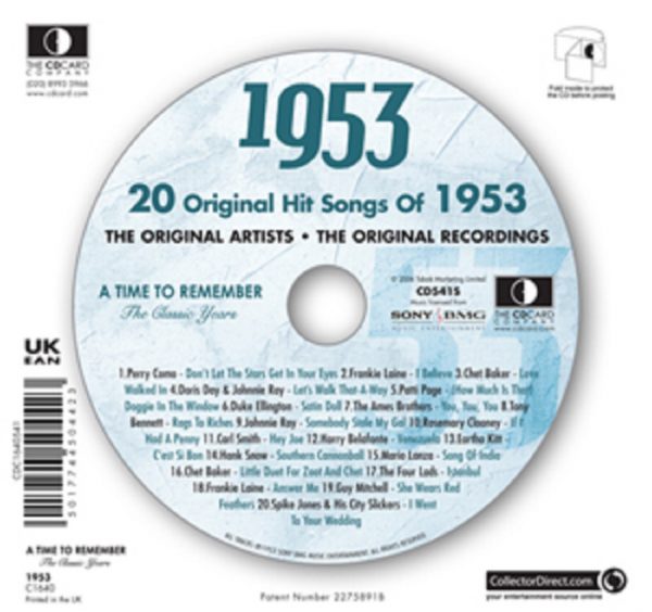 1953 The Classic Years 20 Track Cd Greetings Card - Image 3