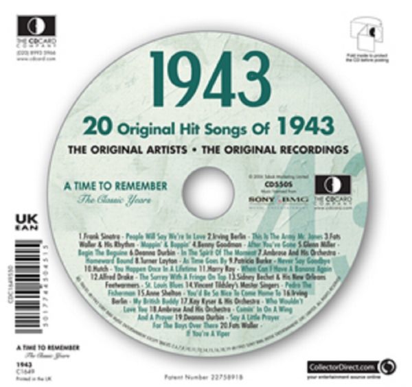 1943 The Classic Years 20 Track Cd Greetings Card - Image 3