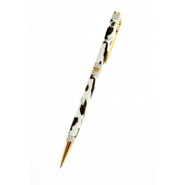 Ballpoint Pen, Cat and Butterfly, White, Celtic Lands, Sea Gems 0004W - Image 2