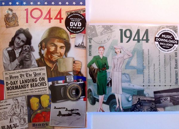 1944 Birthday Gifts Set - 1944 Chart Hits CD , 1944 DVD Film and 1944 Greeting Card