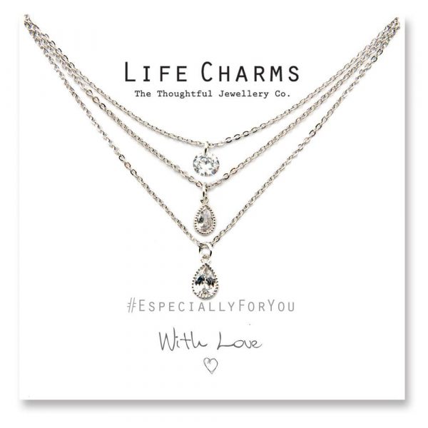 Life Charms EFY3 Layer Silver Crystal Necklace