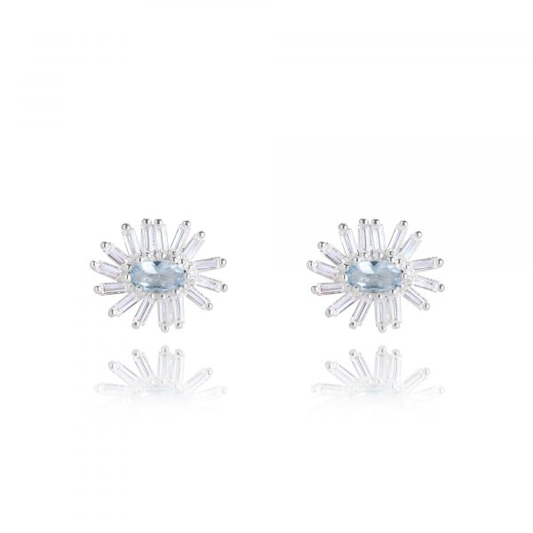 Joma Beautiful Bloom Blue Flower Stud Earrings - Image 2