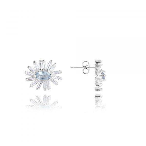 Joma Beautiful Bloom Blue Flower Stud Earrings - Image 3