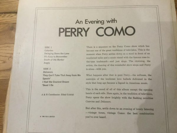 PERRY COMO An Evening With Perry Como Vinyl Record LP RCA Camden CDM 1053 1970 - Image 2