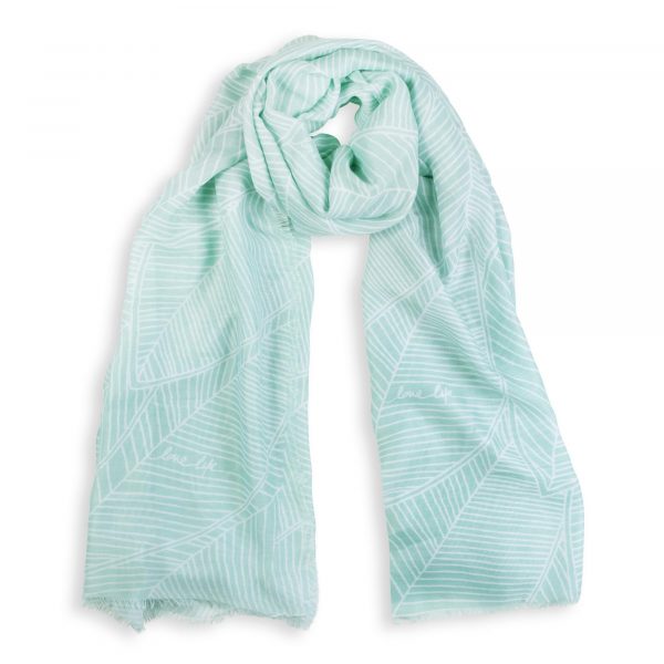 Katie Loxton Sentiment Scarf Love Live Green Frayed Edge