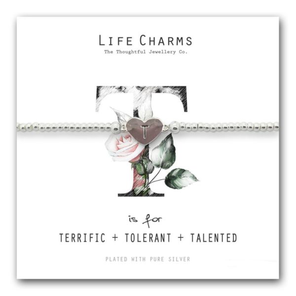 Life Charms T is for Bracelet