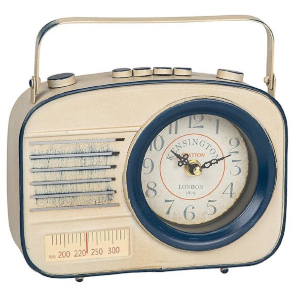Past Times Retro Radio Clock in White