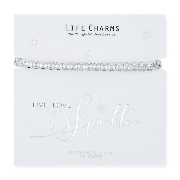 Life Charms Live Love Sparkle Cubic Zirconia Bracelet