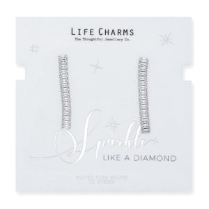 Life Charms CZ Medium Rectangle Drop Earrings