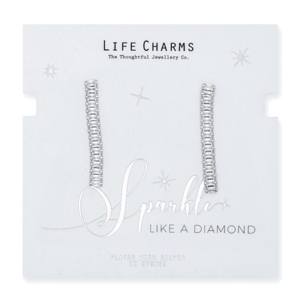 Life Charms CZ Medium Rectangle Drop Earrings