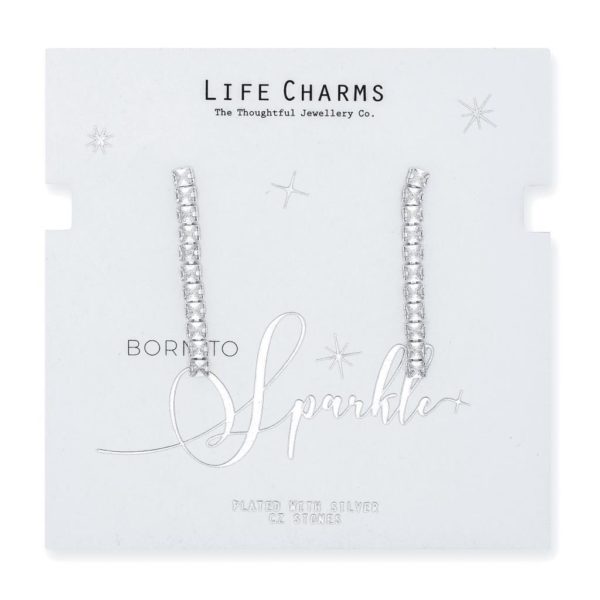 Life Charms CZ Medium Chandelier Square Drop Earrings