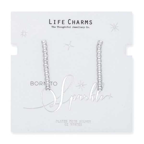 Life Charms CZ Medium Chandelier Square Drop Earrings