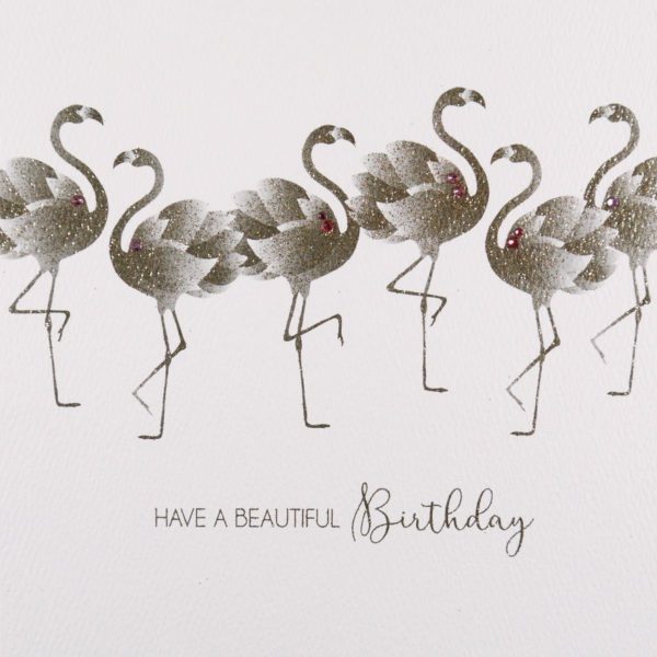 Have a Beautiful Birthday, Flamingos #GS8 Handmade Greeting Card by Five Dollar Shake