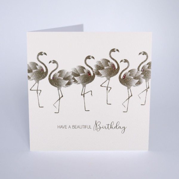 Have a Beautiful Birthday, Flamingos #GS8 Handmade Greeting Card by Five Dollar Shake