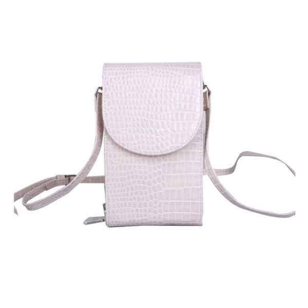 Red Cuckoo Crocodile Effect Crossbody Pouch in Cream