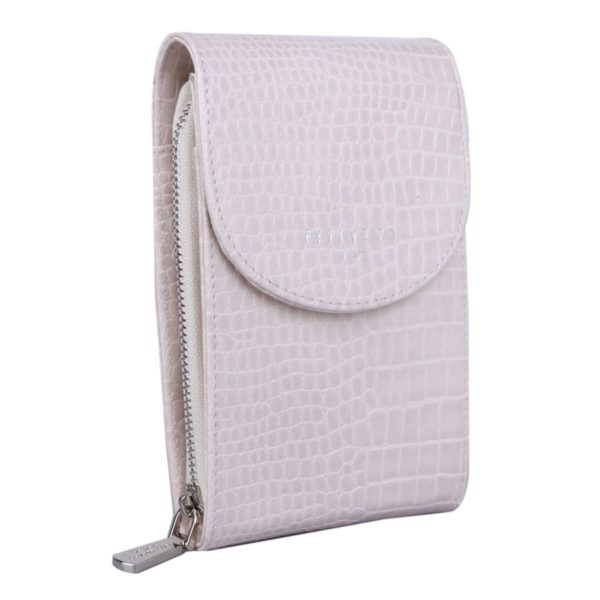 Red Cuckoo Crocodile Effect Crossbody Pouch in Cream