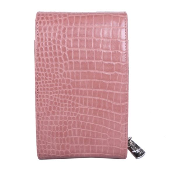 Red Cuckoo Crocodile Effect Cross Body Pouch in Pink