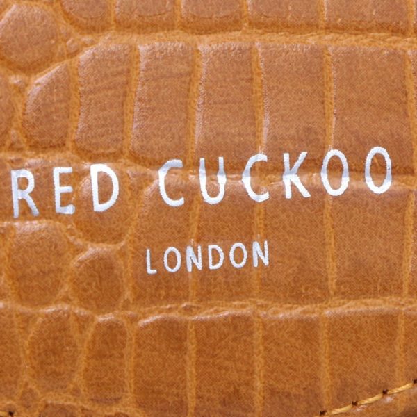 Red Cuckoo Crocodile Effect Cross Body Pouch in Mustard