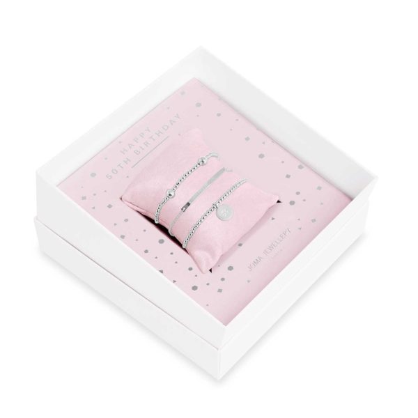 Joma Jewellery Occasion Gift Box Happy 50th Birthday bracelets