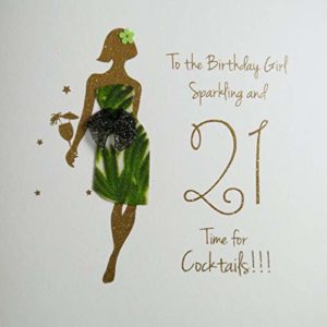 to The Birthday Girl, Sparkling & 21, Time for Cocktails!!! - Lovingly Handmade & Printed with Biodegradable Glitter Card - NE30