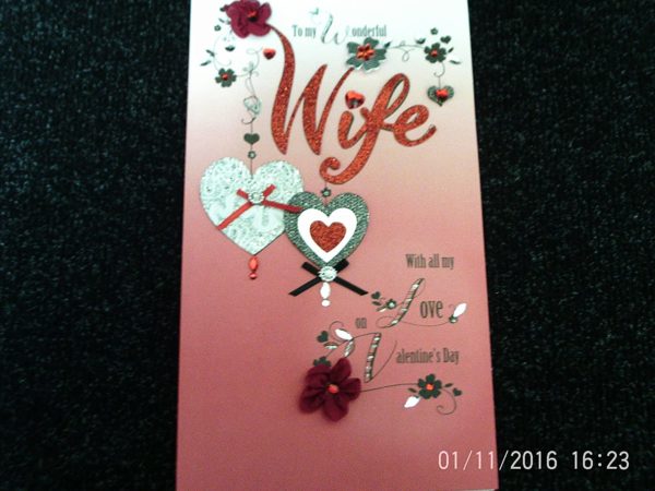 To My Wonderful Wife - Large Luxury Handmade Keepsake Valentine's Boxed Card