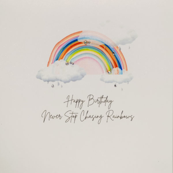 Five Dollar Shake Never Stop Chasing Rainbows greetings card
