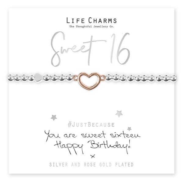 Life Charms Sweet 16 Rose Gold Heart Bracelet