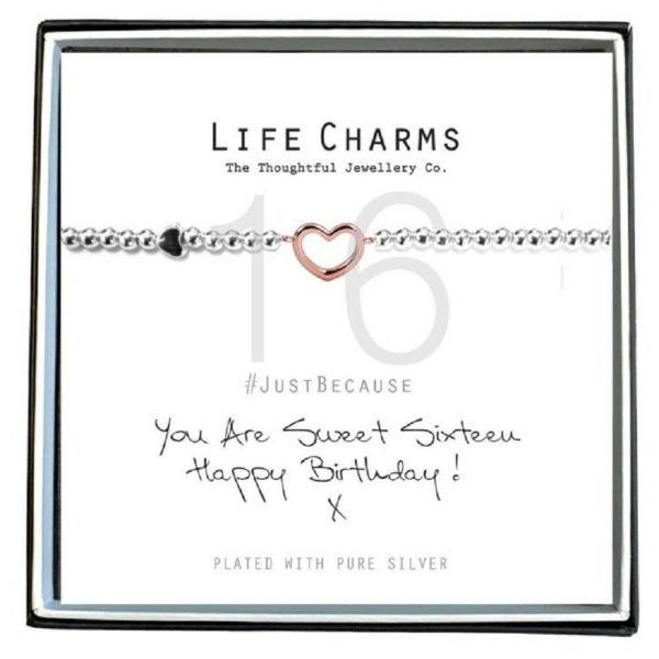 Life Charms Sweet 16 Rose Gold Heart Bracelet - Image 2